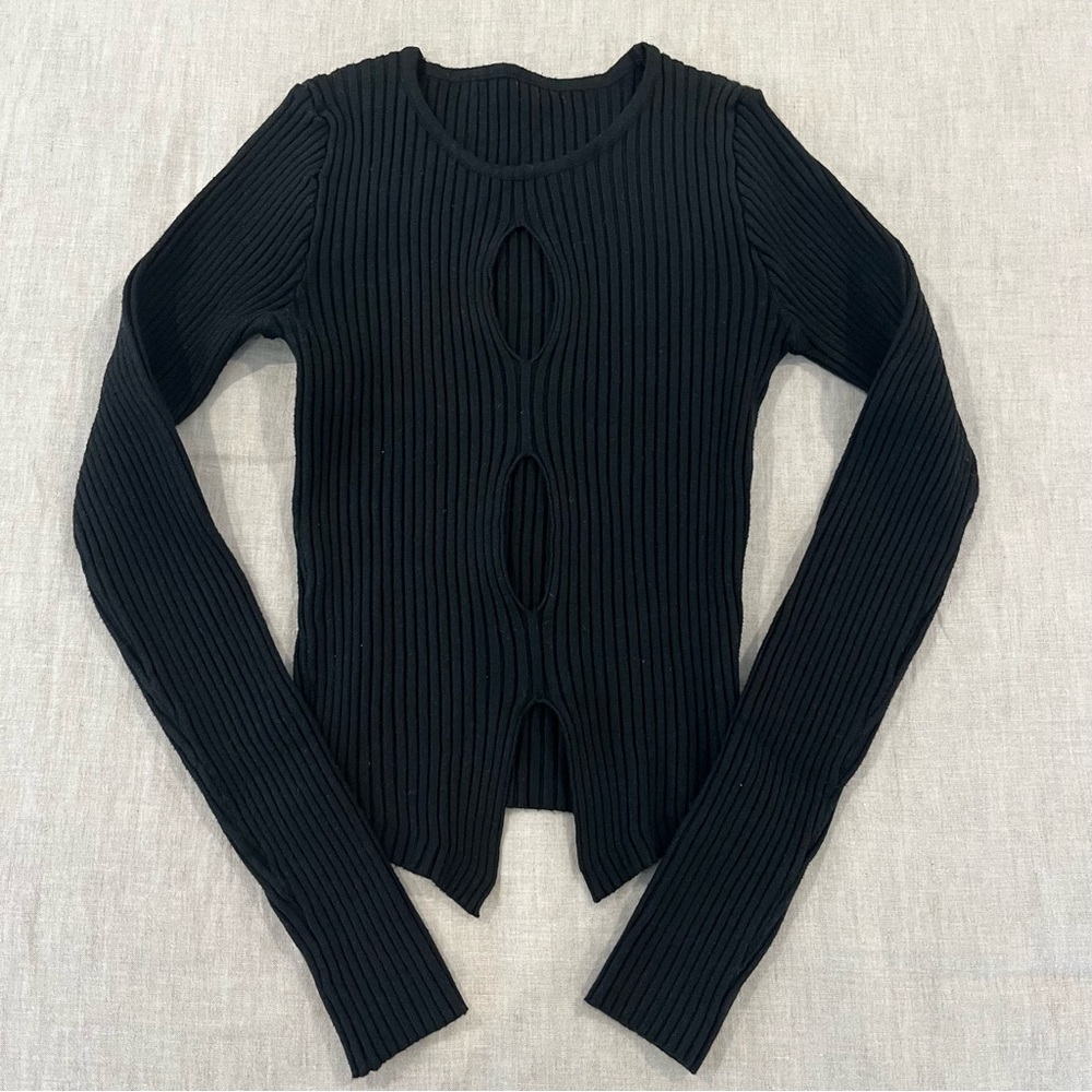 Ribbed Keyhole Sweater